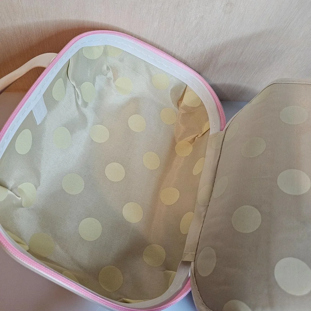 NEW HELLO KITTY Pink Water Diamond Makeup Travel Case Cosmetic Bag Hardshell